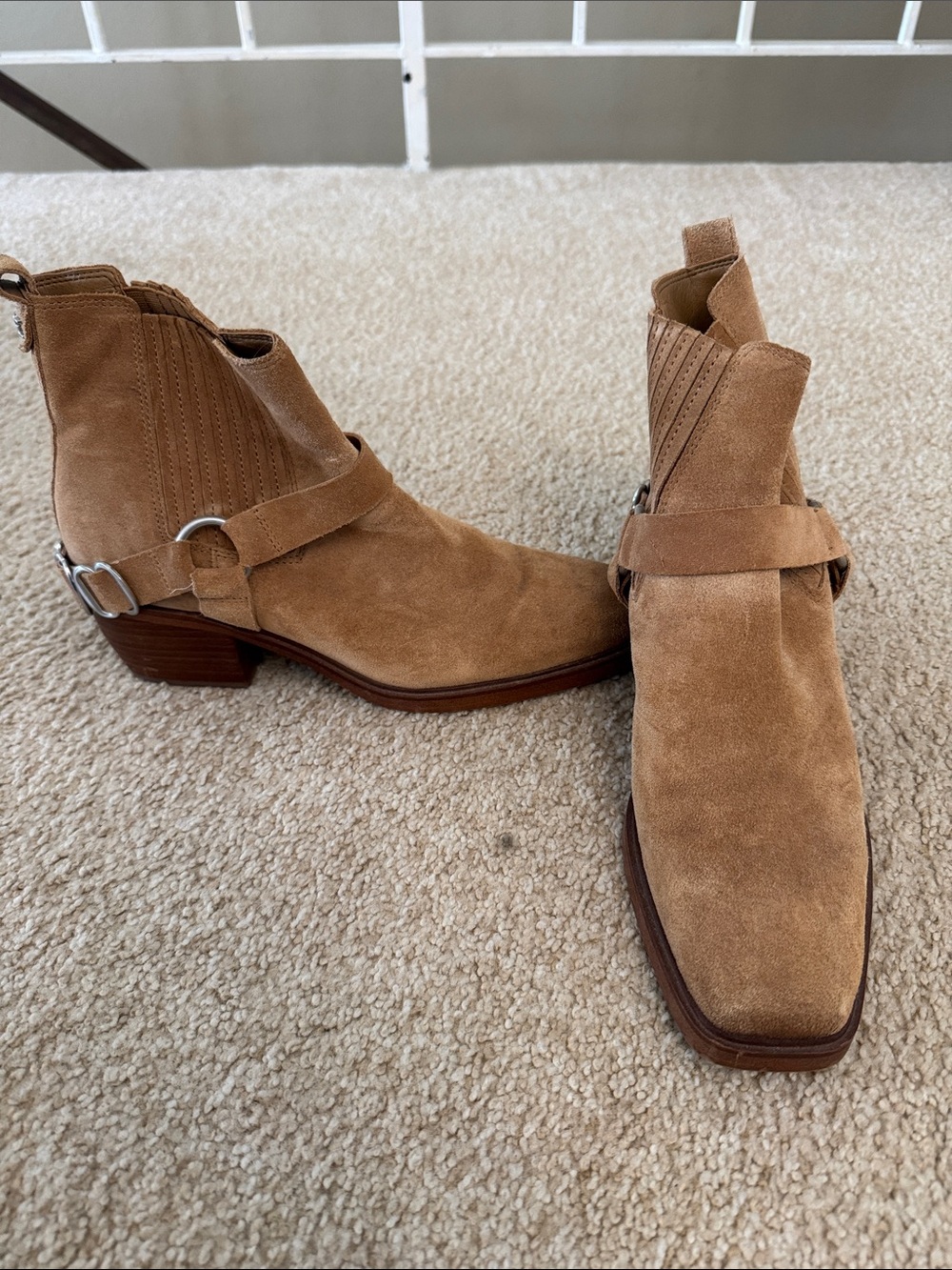 Sam Edelman Tan Suede Ankle Harness Booties